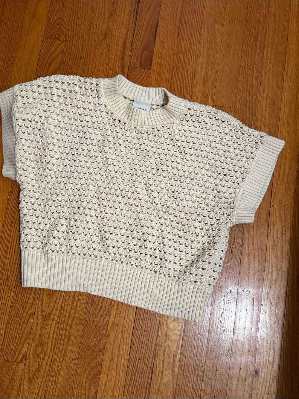 Varley Cream Knit Short-Sleeve Tank Top